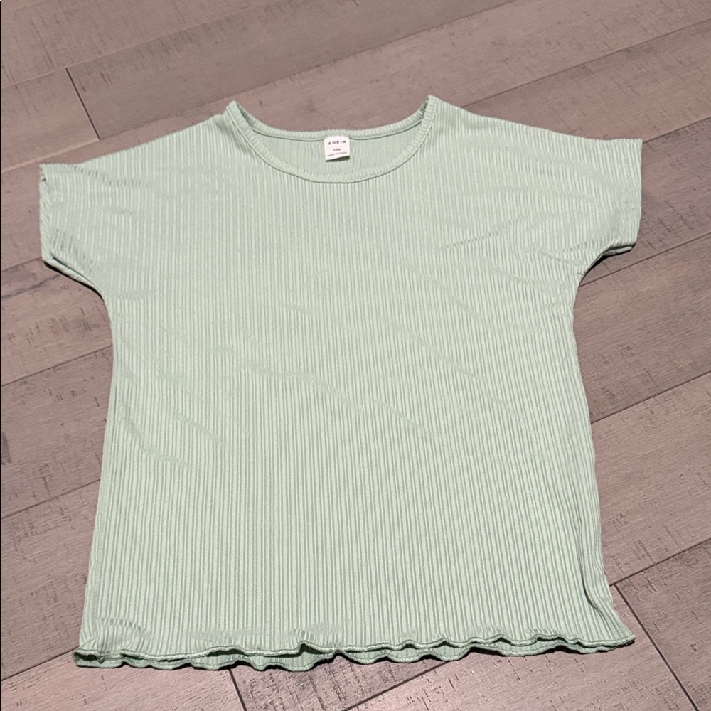 SHEIN Mint Ribbed Crew Neck Tee